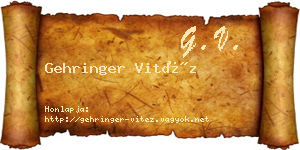 Gehringer Vitéz névjegykártya